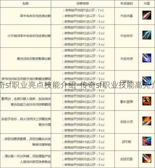 传奇sf职业亮点技能介绍-传奇sf职业技能高亮介绍